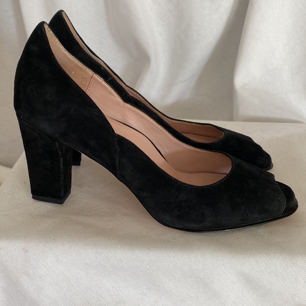 Taryn Rose Black SuedeOpen Toe Pumps - Picture 2 of 4